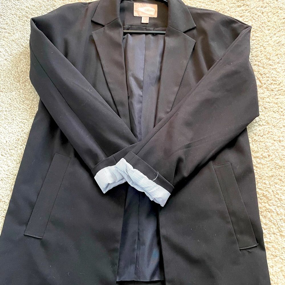 Forever 21 black full length blazer. Size small.